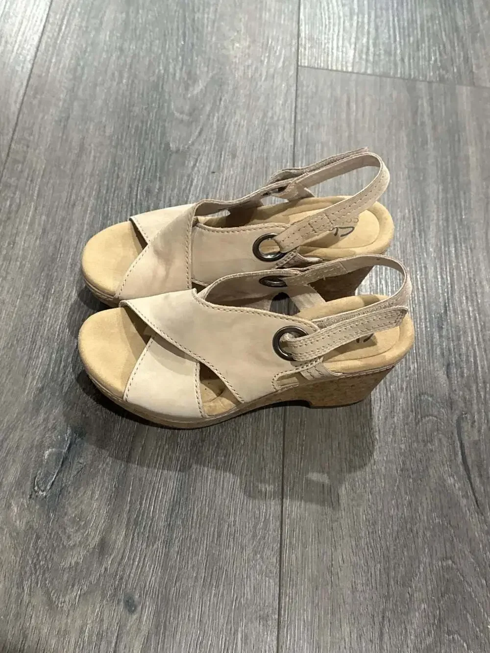 Clarks Collection Annadel Eirwyn Beige Suede Wedge Sandals